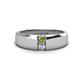 1 - Ethan 3.00 mm Round Peridot and Forever Brilliant Moissanite 2 Stone Men Wedding Ring 
