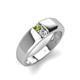 3 - Ethan 3.00 mm Round Peridot and Forever One Moissanite 2 Stone Men Wedding Ring 