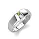 3 - Ethan 3.00 mm Round Peridot and Opal 2 Stone Men Wedding Ring 