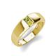 3 - Ethan 3.00 mm Round Peridot and Yellow Diamond 2 Stone Men Wedding Ring 