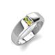 3 - Ethan 3.00 mm Round Peridot and Yellow Diamond 2 Stone Men Wedding Ring 