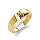 3 - Ethan 3.00 mm Round Peridot and Rhodolite Garnet 2 Stone Men Wedding Ring 