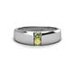 1 - Ethan 3.00 mm Round Peridot and Yellow Sapphire 2 Stone Men Wedding Ring 