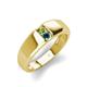 3 - Ethan 3.00 mm Round Peridot and Blue Diamond 2 Stone Men Wedding Ring 