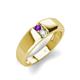 3 - Ethan 3.00 mm Round Amethyst and Opal 2 Stone Men Wedding Ring 