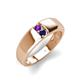 3 - Ethan 3.00 mm Round Amethyst and Blue Sapphire 2 Stone Men Wedding Ring 