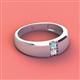 2 - Ethan 3.00 mm Round Aquamarine and White Sapphire 2 Stone Men Wedding Ring 