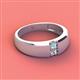 2 - Ethan 3.00 mm Round Aquamarine and Lab Grown Diamond 2 Stone Men Wedding Ring 
