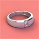 2 - Ethan 3.00 mm Round Aquamarine and Pink Sapphire 2 Stone Men Wedding Ring 