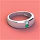 2 - Ethan 3.00 mm Round Aquamarine and Emerald 2 Stone Men Wedding Ring 