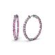 1 - Carisa 1.85 ctw (2.30 mm) Inside Outside Round Pink Sapphire and Natural Diamond Eternity Hoop Earrings 