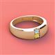 2 - Ethan 3.00 mm Round Aquamarine and Yellow Diamond 2 Stone Men Wedding Ring 
