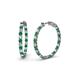 Carisa Emerald and Diamond Hoop Earrings Round Emerald and Diamond ctw Common Prong Inside Out Womens Hoop Earrings K White Gold