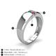4 - Ethan 3.00 mm Round Emerald and Ruby 2 Stone Men Wedding Ring 
