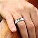 5 - Ethan 3.00 mm Round Emerald and Yellow Sapphire 2 Stone Men Wedding Ring 