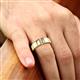 5 - Ethan 3.00 mm Round Forever Brilliant Moissanite and White Sapphire 2 Stone Men Wedding Ring 