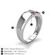 4 - Ethan 3.00 mm Round Forever Brilliant Moissanite and Ruby 2 Stone Men Wedding Ring 