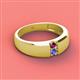 2 - Ethan 3.00 mm Round Rhodolite Garnet and Tanzanite 2 Stone Men Wedding Ring 