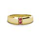 1 - Ethan 3.00 mm Round Rhodolite Garnet and Pink Tourmaline 2 Stone Men Wedding Ring 