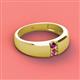2 - Ethan 3.00 mm Round Rhodolite Garnet and Pink Tourmaline 2 Stone Men Wedding Ring 