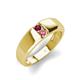 3 - Ethan 3.00 mm Round Rhodolite Garnet and Pink Tourmaline 2 Stone Men Wedding Ring 