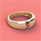 2 - Ethan 3.00 mm Round Rhodolite Garnet and Pink Tourmaline 2 Stone Men Wedding Ring 