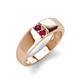 3 - Ethan 3.00 mm Round Rhodolite Garnet and Ruby 2 Stone Men Wedding Ring 