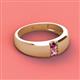 2 - Ethan 3.00 mm Round Rhodolite Garnet and Pink Sapphire 2 Stone Men Wedding Ring 