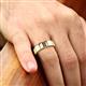 5 - Ethan 3.00 mm Round Rhodolite Garnet and Iolite 2 Stone Men Wedding Ring 