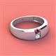 2 - Ethan 3.00 mm Round Rhodolite Garnet and White Sapphire 2 Stone Men Wedding Ring 