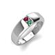 3 - Ethan 3.00 mm Round Rhodolite Garnet and Created Alexandrite 2 Stone Men Wedding Ring 
