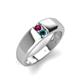 3 - Ethan 3.00 mm Round Rhodolite Garnet and Blue Diamond 2 Stone Men Wedding Ring 