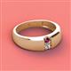 2 - Ethan 3.00 mm Round Rhodolite Garnet and Forever Brilliant Moissanite 2 Stone Men Wedding Ring 