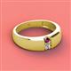 2 - Ethan 3.00 mm Round Rhodolite Garnet and Forever One Moissanite 2 Stone Men Wedding Ring 