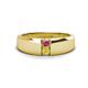 1 - Ethan 3.00 mm Round Rhodolite Garnet and Yellow Diamond 2 Stone Men Wedding Ring 
