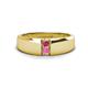 1 - Ethan 3.00 mm Round Rhodolite Garnet and Pink Sapphire 2 Stone Men Wedding Ring 