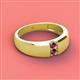 2 - Ethan 3.00 mm Round Rhodolite Garnet 2 Stone Men Wedding Ring 