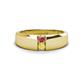 1 - Ethan 3.00 mm Round Rhodolite Garnet and Yellow Sapphire 2 Stone Men Wedding Ring 