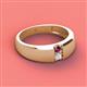 2 - Ethan 3.00 mm Round Rhodolite Garnet and White Sapphire 2 Stone Men Wedding Ring 