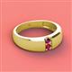2 - Ethan 3.00 mm Round Rhodolite Garnet and Ruby 2 Stone Men Wedding Ring 