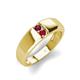 3 - Ethan 3.00 mm Round Rhodolite Garnet and Ruby 2 Stone Men Wedding Ring 