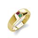 3 - Ethan 3.00 mm Round Rhodolite Garnet and Lab Created Alexandrite 2 Stone Men Wedding Ring 