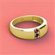 2 - Ethan 3.00 mm Round Rhodolite Garnet and Black Diamond 2 Stone Men Wedding Ring 