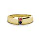 1 - Ethan 3.00 mm Round Pink Tourmaline and Blue Sapphire 2 Stone Men Wedding Ring 