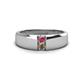 1 - Ethan 3.00 mm Round Pink Tourmaline and Smoky Quartz 2 Stone Men Wedding Ring 