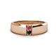 1 - Ethan 3.00 mm Round Pink Tourmaline and Black Diamond 2 Stone Men Wedding Ring 