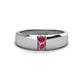 1 - Ethan 3.00 mm Round Ruby and Pink Tourmaline 2 Stone Men Wedding Ring 