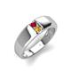 3 - Ethan 3.00 mm Round Ruby and Citrine 2 Stone Men Wedding Ring 