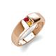 3 - Ethan 3.00 mm Round Ruby and Citrine 2 Stone Men Wedding Ring 