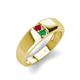 3 - Ethan 3.00 mm Round Ruby and Emerald 2 Stone Men Wedding Ring 